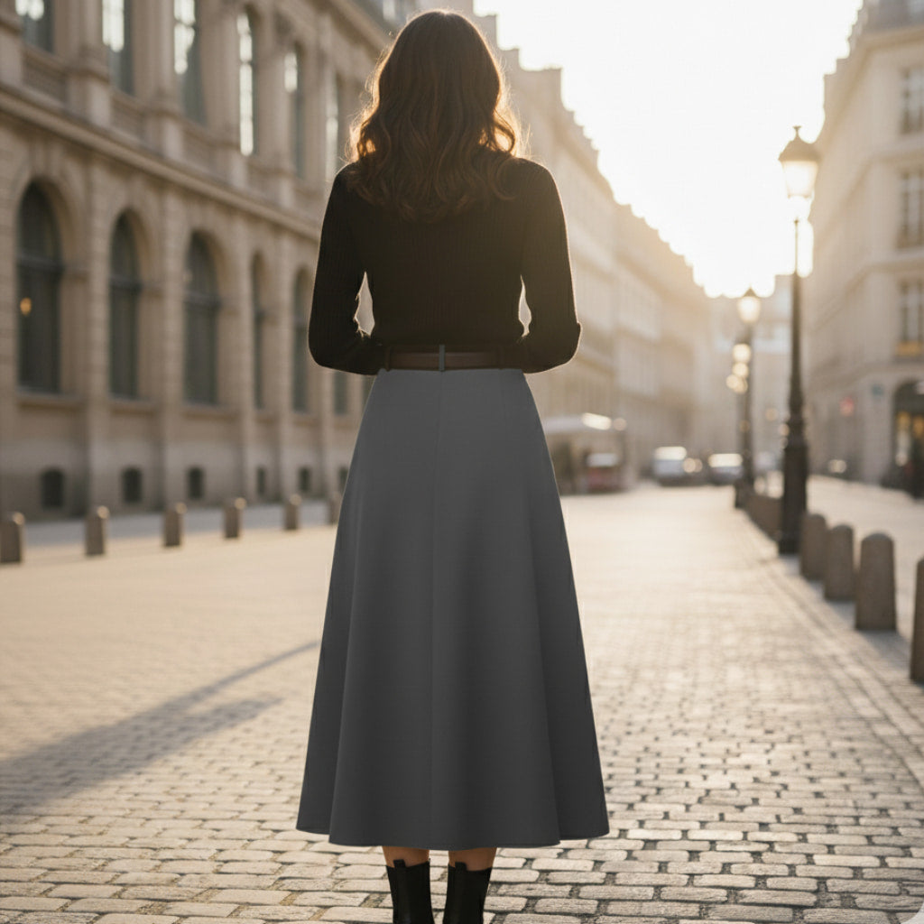 Ava | Women’s Spring Pleated Belted Midi Skirt