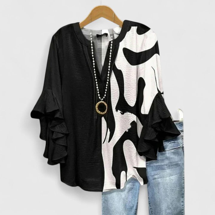 Morgan | Womens Floral Ruffle Sleeve Casual Top