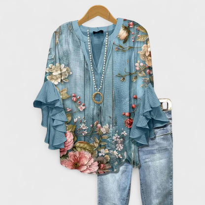 Women's Flowy Ruffle Sleeve Blouse