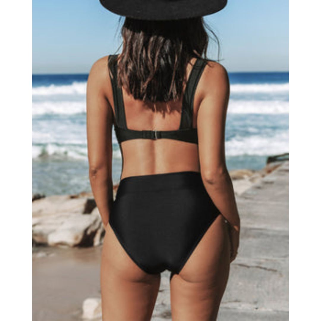 Women's High Waist Swimsuit Solid