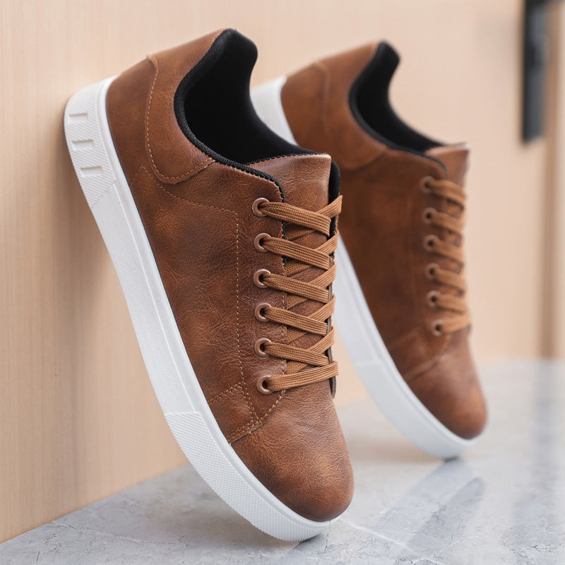 Men's Low- Lace-Up Sneakers White Sole Casual
