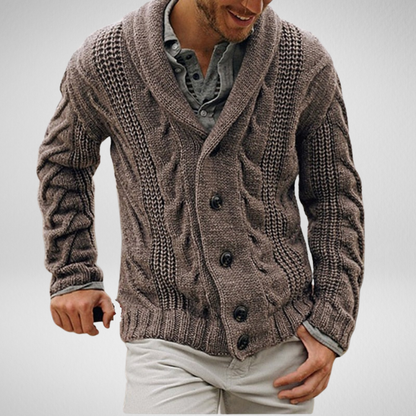 Men’s Cable Knit Shawl Cardigan