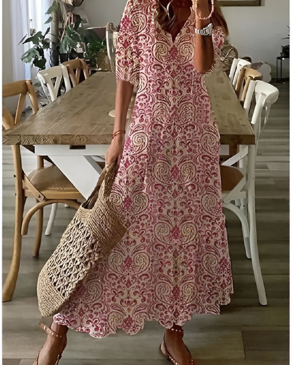 Women's Boho V-Neck Dress