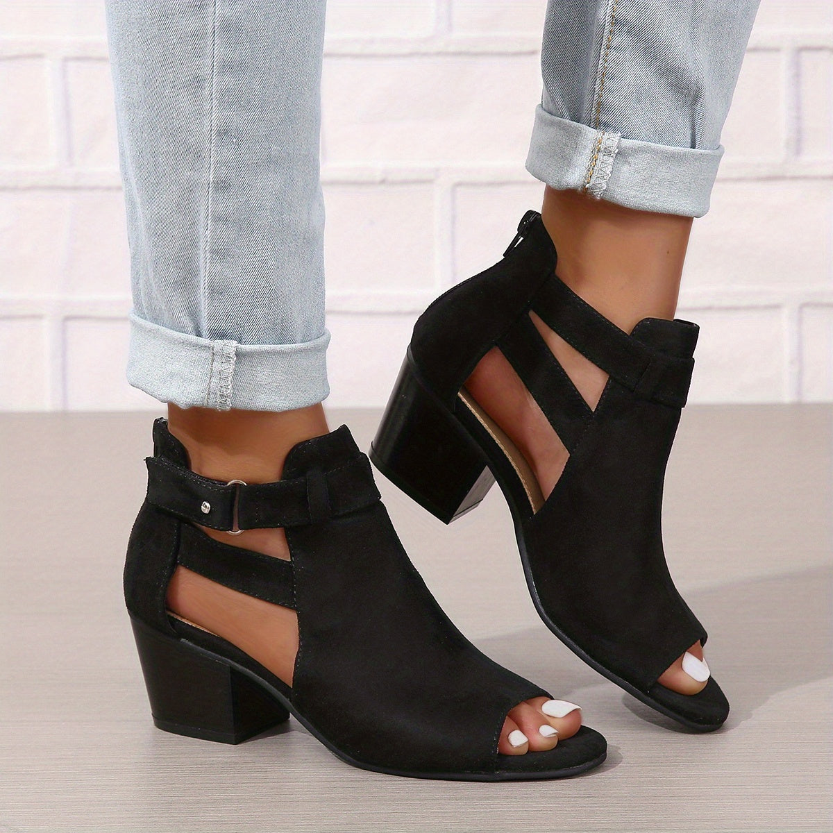 Women's Open Toe Block Heel Sandals Comfortable - 
Fashinoza