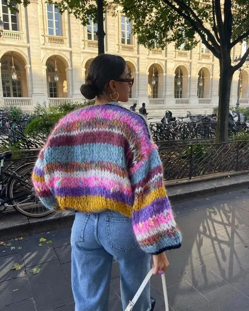 Women's Colorful Cardigan Soft Warm Design - 
Fashinoza