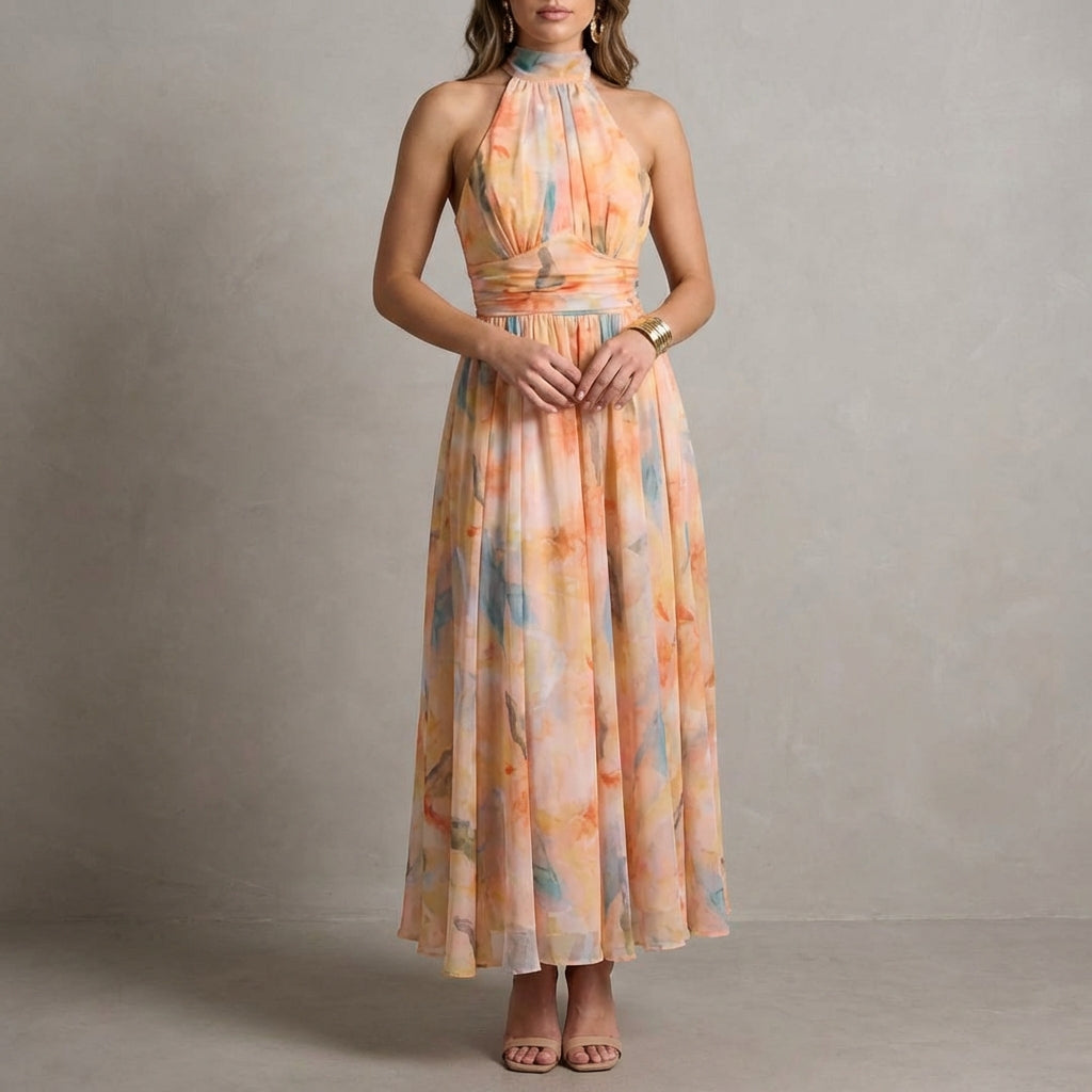 Ariellea Women's Halter Neck Maxi Dress Chiffon - 
Fashinoza