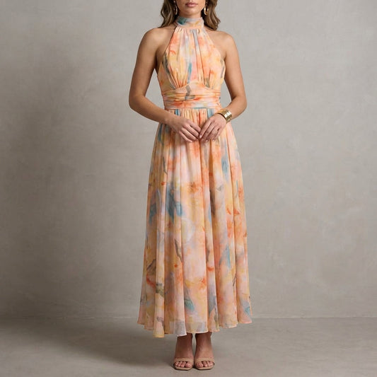Ariellea Women's Halter Neck Maxi Dress Chiffon - 
Fashinoza