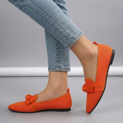 Women's Knitted Slip-On Loafers Pointed Toe