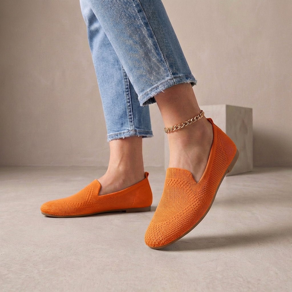 Women's Slip-On Flats Lightweight Breathable Knit Beige