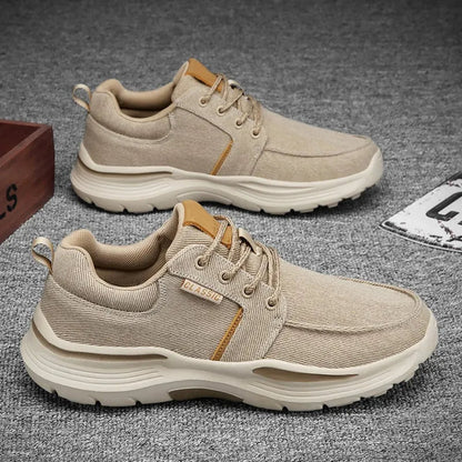 Orthopedic Walking Shoes for Men Canvas and Leather Sneakers with Arch Support