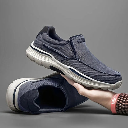 Orthopedic Walking Shoes for Men Canvas and Leather Sneakers with Arch Support