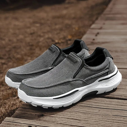 Orthopedic Walking Shoes for Men Canvas and Leather Sneakers with Arch Support