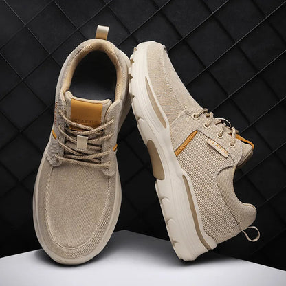 Orthopedic Walking Shoes for Men Canvas and Leather Sneakers with Arch Support