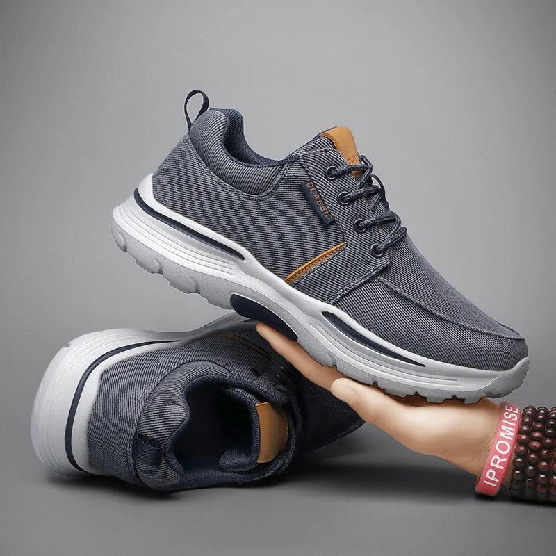 Orthopedic Walking Shoes for Men Canvas and Leather Sneakers with Arch Support