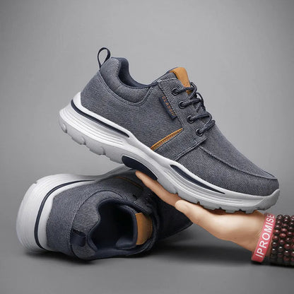 Orthopedic Walking Shoes for Men Canvas and Leather Sneakers with Arch Support