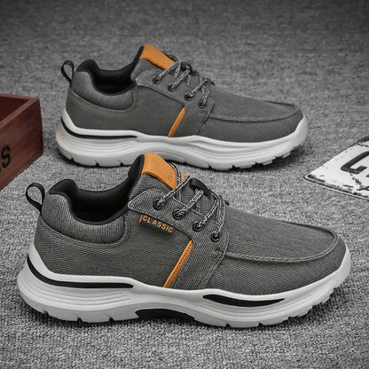Orthopedic Walking Shoes for Men Canvas and Leather Sneakers with Arch Support