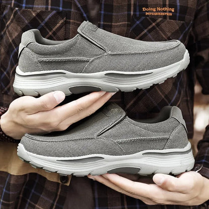 Orthopedic Walking Shoes for Men Canvas and Leather Sneakers with Arch Support