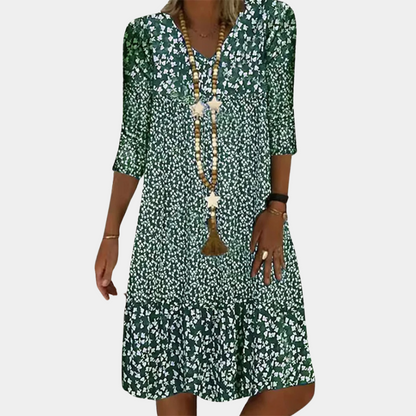 Women's Printed Midi Dress Comfortable Casual - Fashinoza