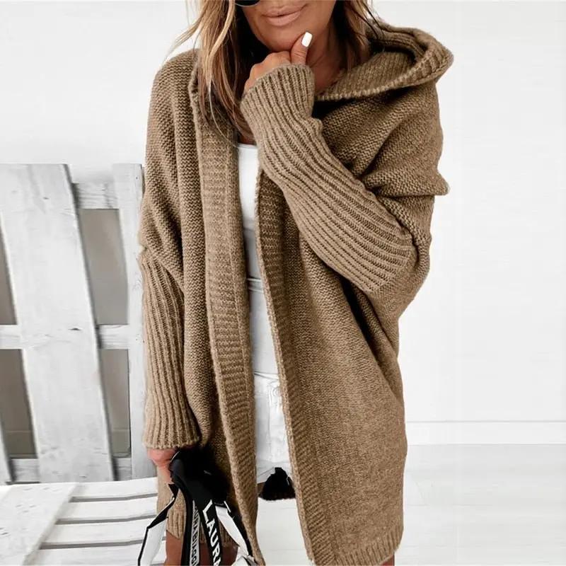 Women's Oversized Hooded Cardigan Cozy - 
Fashinoza