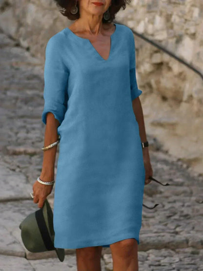 Women's Loose Fit Mini Dress 3/4 Sleeve