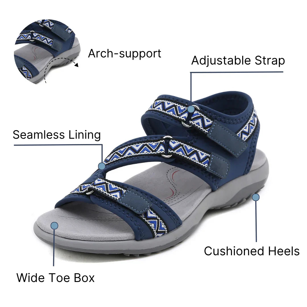 Orthopedic Sports Sandals for Women with Arch Support and Adjustable Velcro Straps