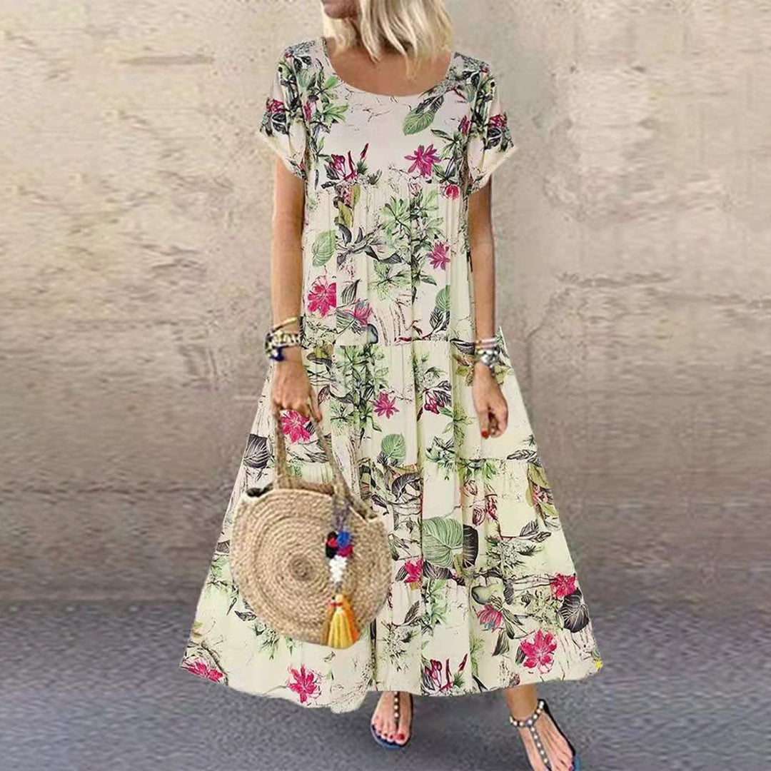 Women's A-Line Maxi Dress Cotton Pockets
