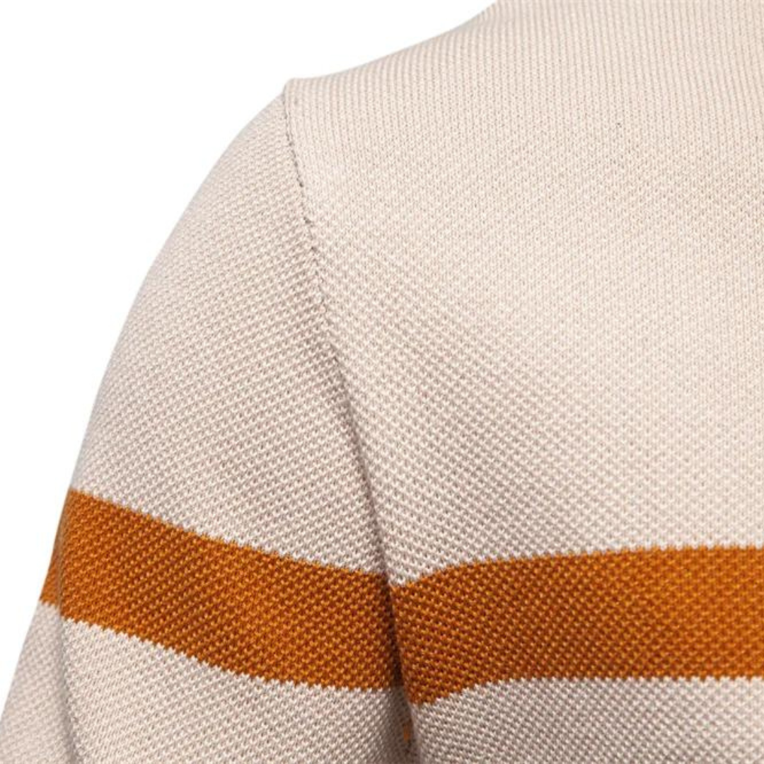 Men's Color Block Quarter-Zip Sweater Soft Casual Grey