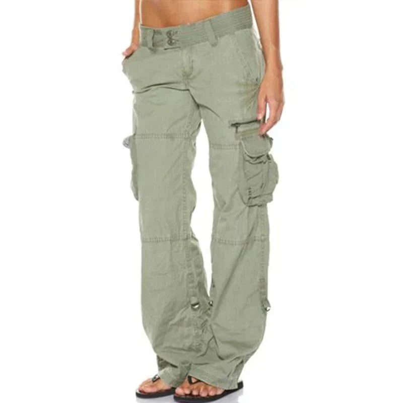 Women's Cargo Pants Cotton Relaxed Fit Beige
