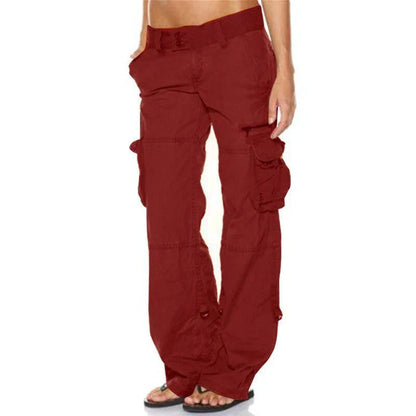 Women's Cargo Pants Cotton Relaxed Fit Beige