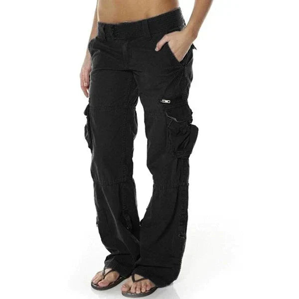 Women's Cargo Pants Cotton Relaxed Fit Beige - Fashinoza
