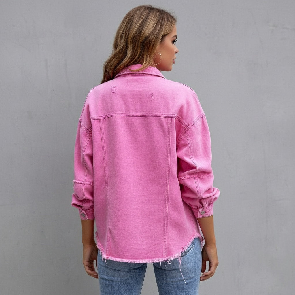 Maria | Women’s Distressed Denim Shirt Jacket