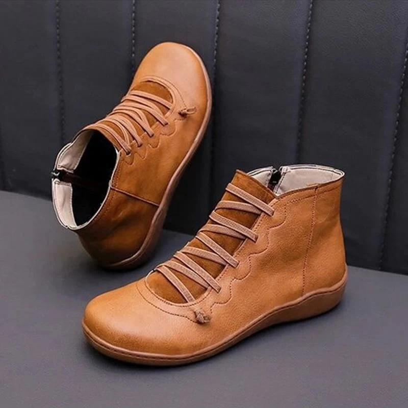 Women's Low Ankle Boots Lace Up Flat Style