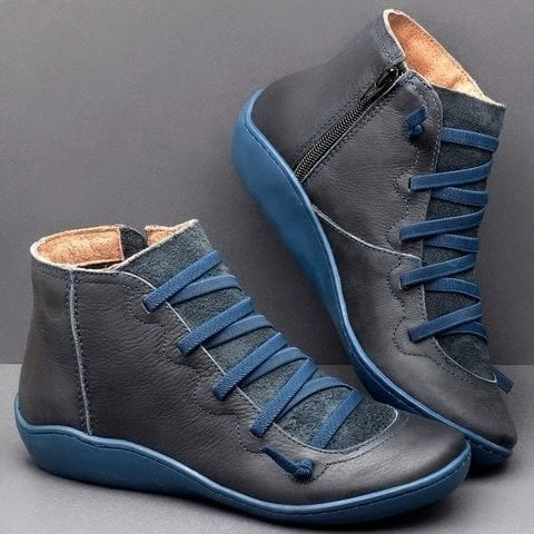 Women's Low Ankle Boots Lace Up Flat Style