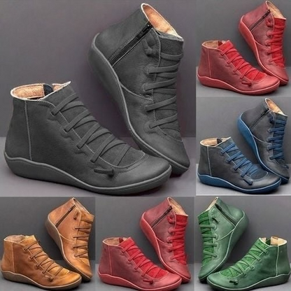 Women's Low Ankle Boots Lace Up Flat Style