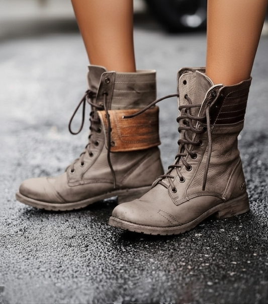 Women's Combat Ankle Boots Lace-Up - Fashinoza