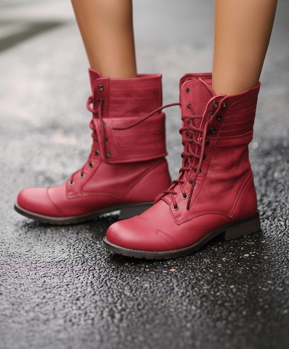 Women's Combat Ankle Boots Lace-Up