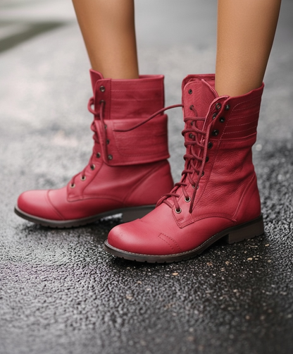 Women's Combat Ankle Boots Lace-Up