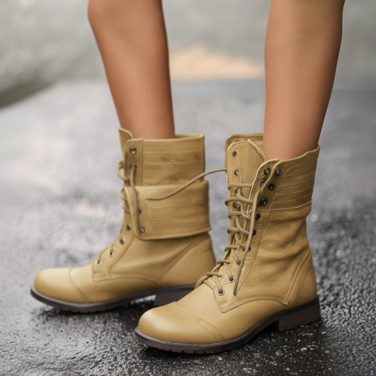 Women's Combat Ankle Boots Lace-Up