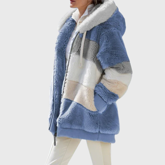 Women's Hooded Fleece Jacket Teddy Zip-Up - Fashinoza