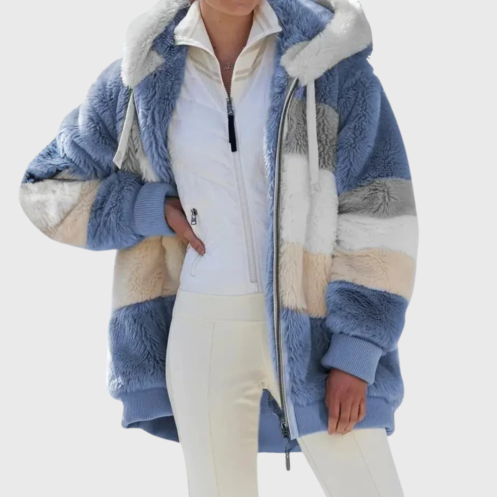 Women's Hooded Fleece Jacket Teddy Zip-Up