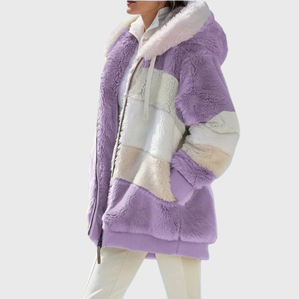 Women's Hooded Fleece Jacket Teddy Zip-Up