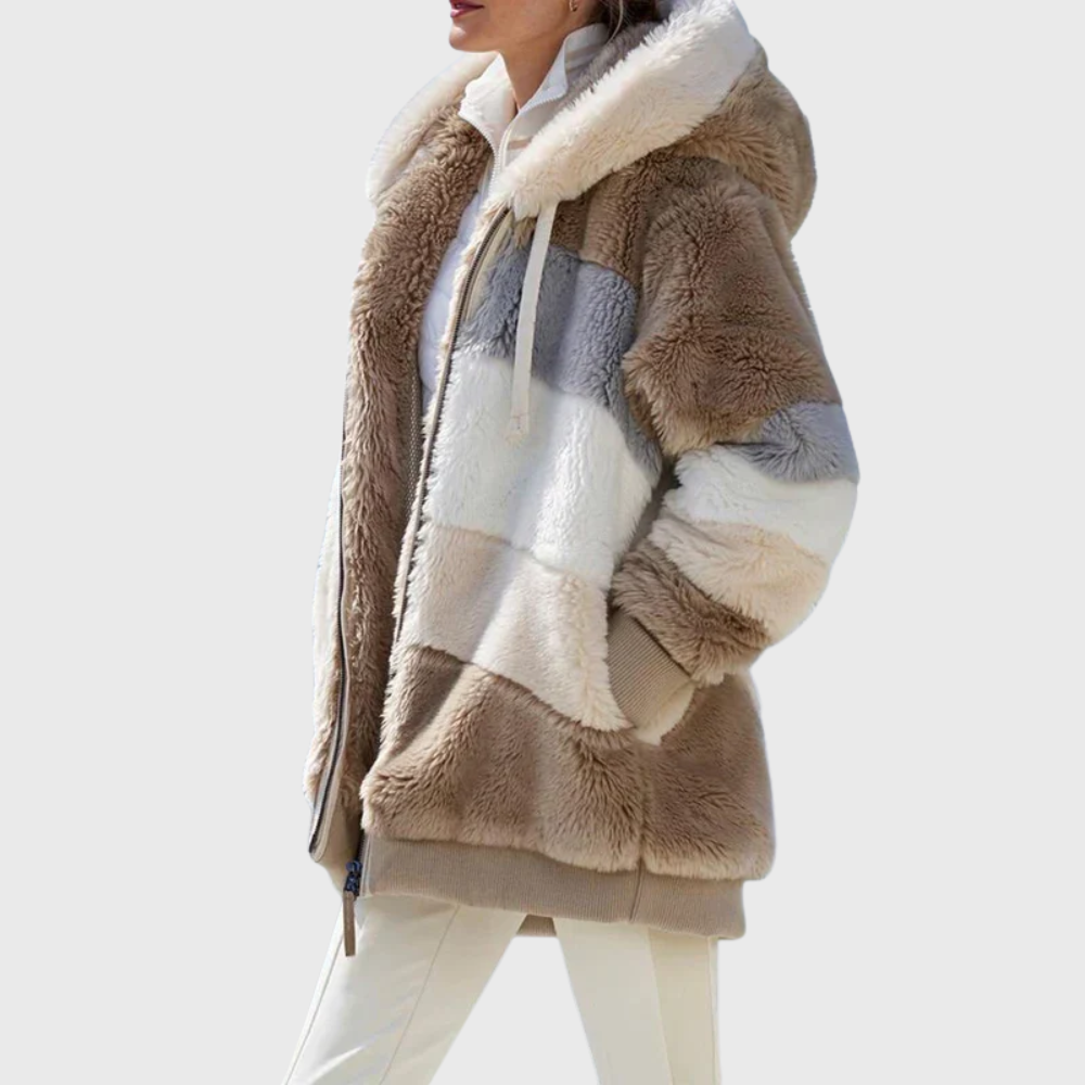 Women's Hooded Fleece Jacket Teddy Zip-Up
