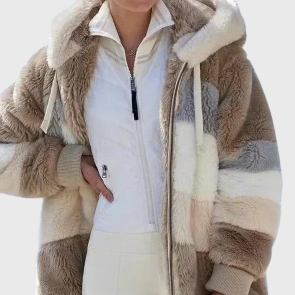 Women's Hooded Fleece Jacket Teddy Zip-Up