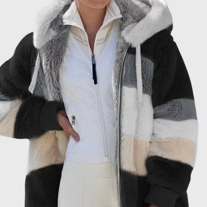 Women's Hooded Fleece Jacket Teddy Zip-Up