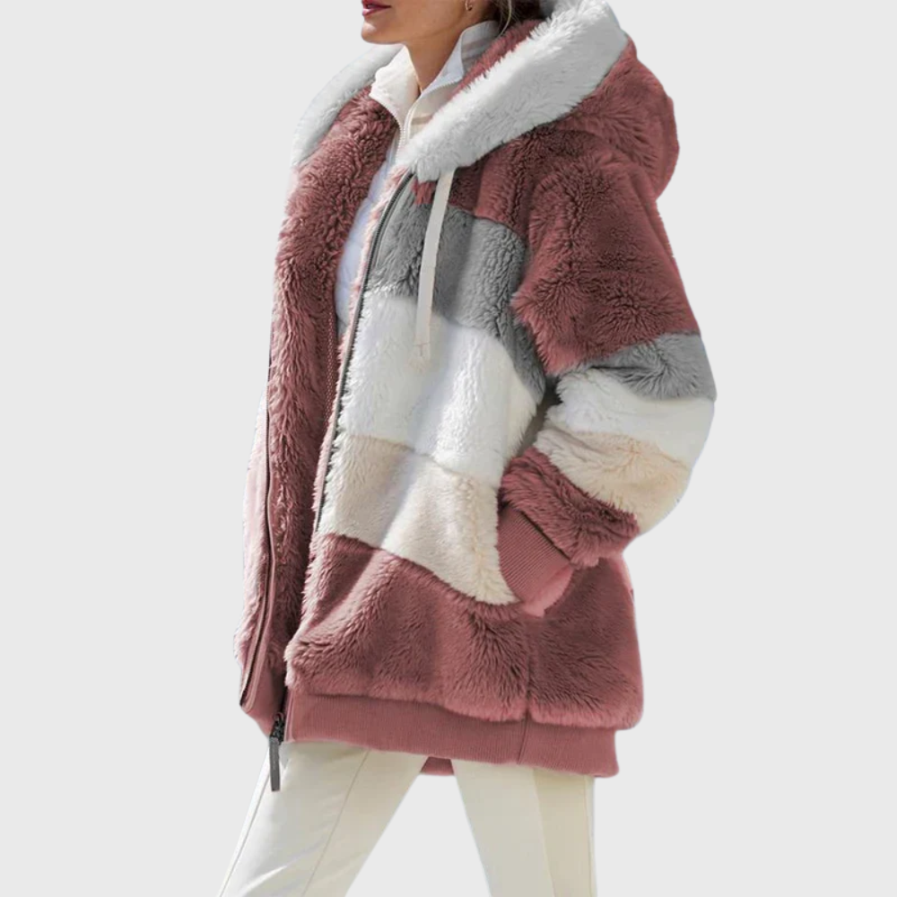 Women's Hooded Fleece Jacket Teddy Zip-Up