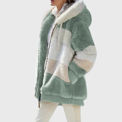 Women's Hooded Fleece Jacket Teddy Zip-Up