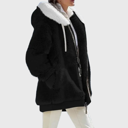 Women's Hooded Fleece Jacket Teddy Zip-Up