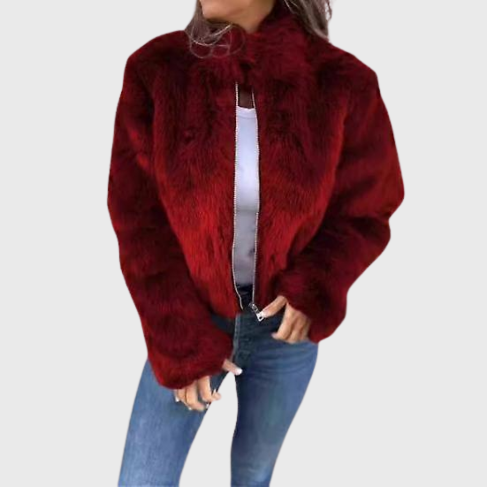 Women’s Plush Zip-Up Statement Jacket