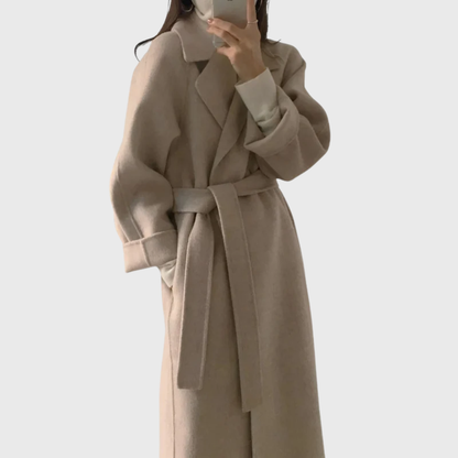Women's Belted Coat Lapel Neckline