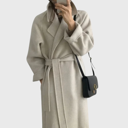 Women's Long Belted Wrap Coat Outerwear